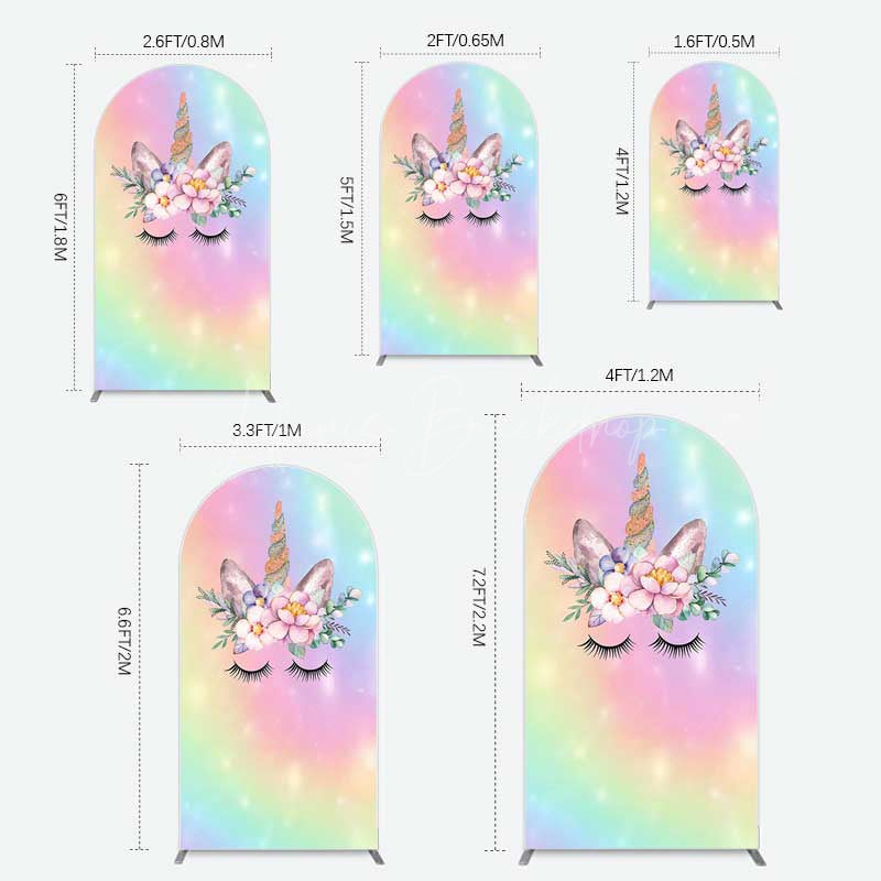 Lofaris Unicorn Rainbow Girls Birthday Arch Backdrop