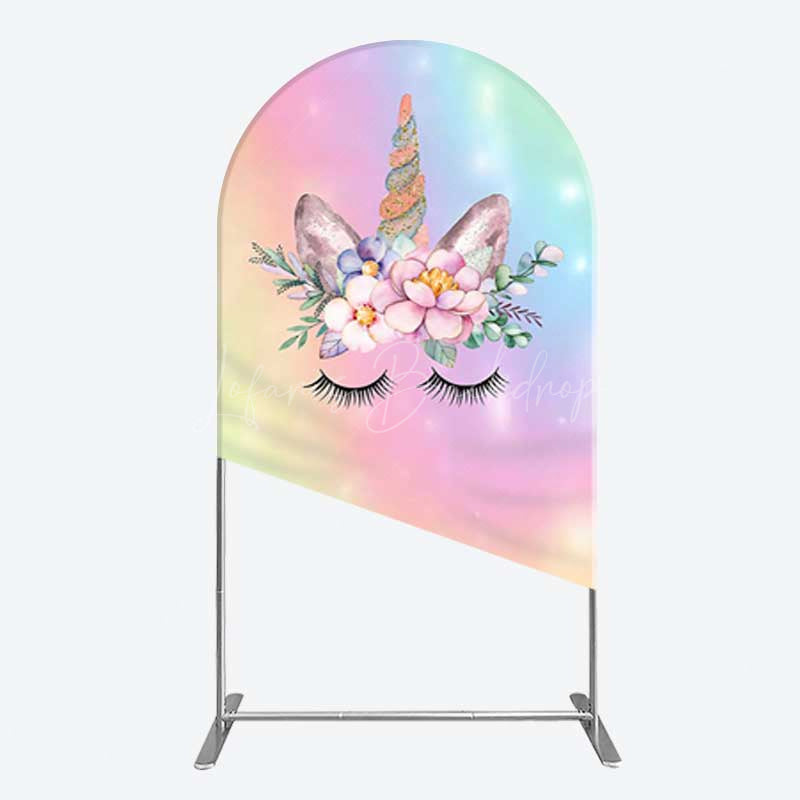 Lofaris Unicorn Rainbow Girls Birthday Arch Backdrop