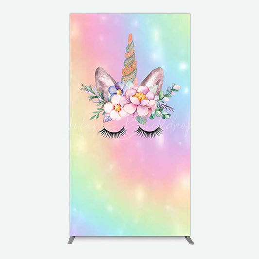 Lofaris Unicorn Rainbow Girls Birthday Rectangle Backdrop