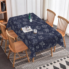 Lofaris Universe Aircraft Deep Blue Boys Rectangle Tablecloth