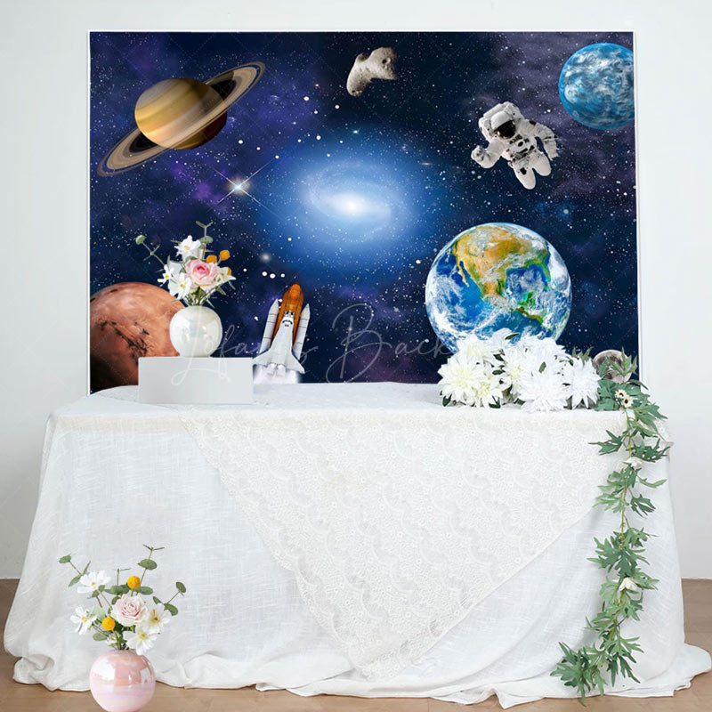 Lofaris Universe Galaxy Astronaut Birthday Party Backdrop