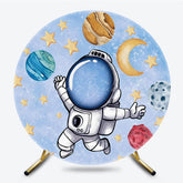 Lofaris Universe Galaxy Astronaut Blue Round Birthday Backdrop