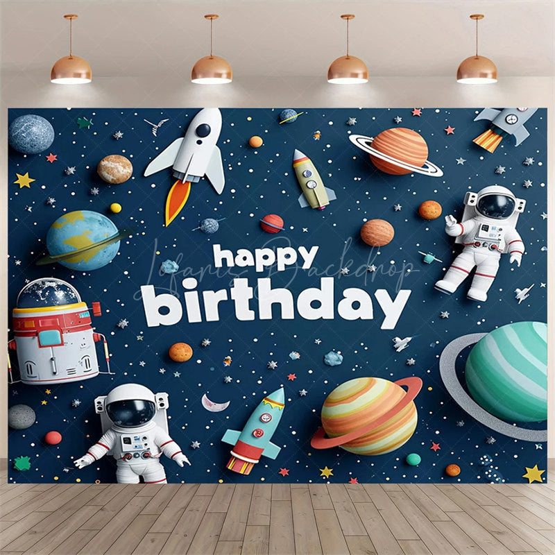 Lofaris Universe Galaxy Rocket Birthday Backdrop Outer Space Adventure for Boy Planet and Star Themed Party Decoration