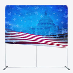 Lofaris Us Flag With White House Square Tension Backdrop