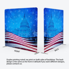 Lofaris Us Flag With White House Square Tension Backdrop