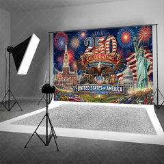 Lofaris USA 250th Anniversary Backdrop Statue of Liberty and Eagle Independence Day Background