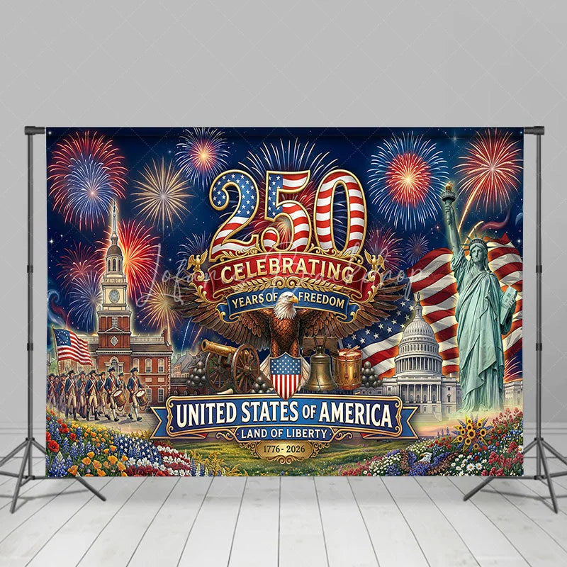 Lofaris USA 250th Anniversary Backdrop Statue of Liberty and Eagle Independence Day Background