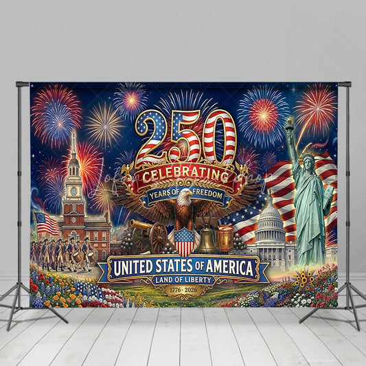 Lofaris USA 250th Anniversary Backdrop Statue of Liberty and Eagle Independence Day Background