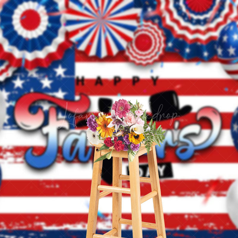 Lofaris Usa Flag Balloons Ribbons Happy Fathers Day Backdrop