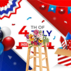 Lofaris Usa Flag Balloons Rocket Independence Day Backdrop