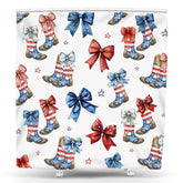 Lofaris Usa Flag Boots Bow Star Independence Day Shower Curtain