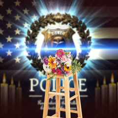 Lofaris Usa Flag Candle Happy National Police Week Backdrop