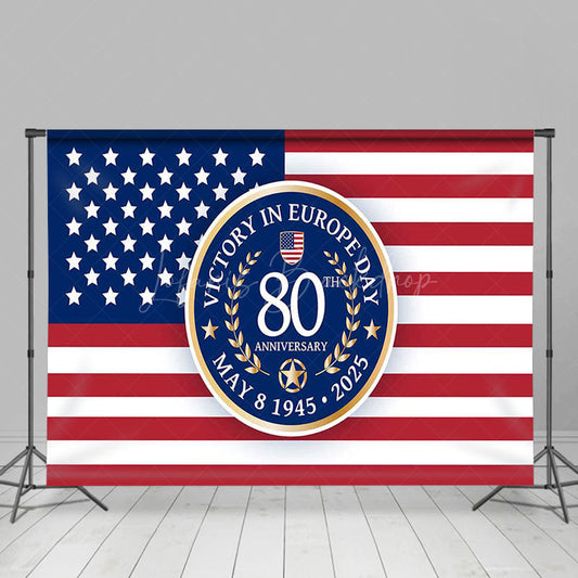 Lofaris Usa Flag Commemorate Victory In Europe Day Backdrop