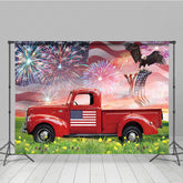 Lofaris Usa Flag Eagle Red Truck Independence Day Backdrop