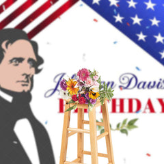 Lofaris Usa Flag Jefferson Davis Birthday Memorial Backdrop