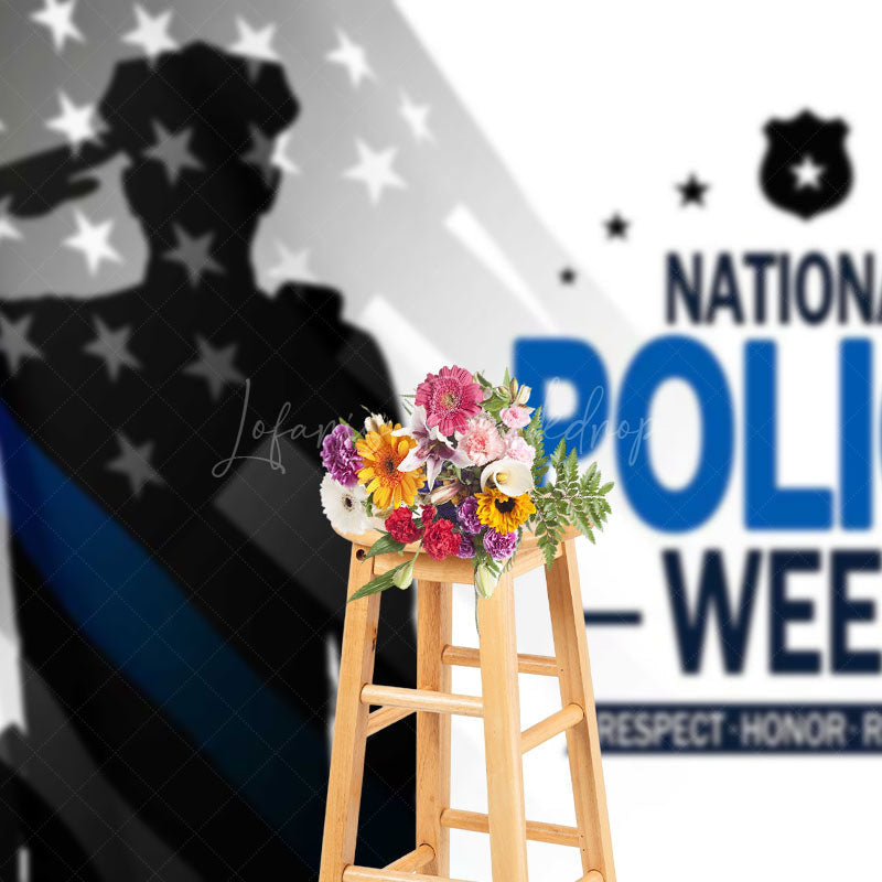 Lofaris Usa Flag Salute Happy National Police Week Backdrop