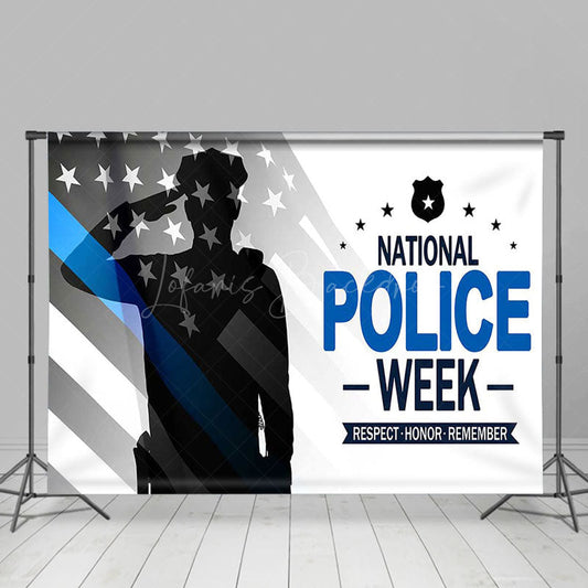 Lofaris Usa Flag Salute Happy National Police Week Backdrop