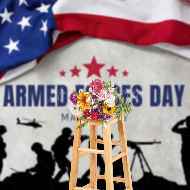 Lofaris Usa Flag Soldier National Armed Forces Day Backdrop