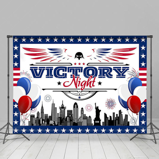 Lofaris Usa Flag Stars Balloons Victory Night Party Backdrop