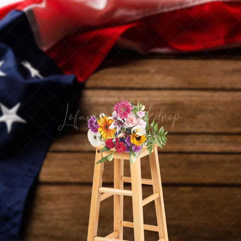 Lofaris Usa Flag Vintage Wood Grain Photography Backdrop
