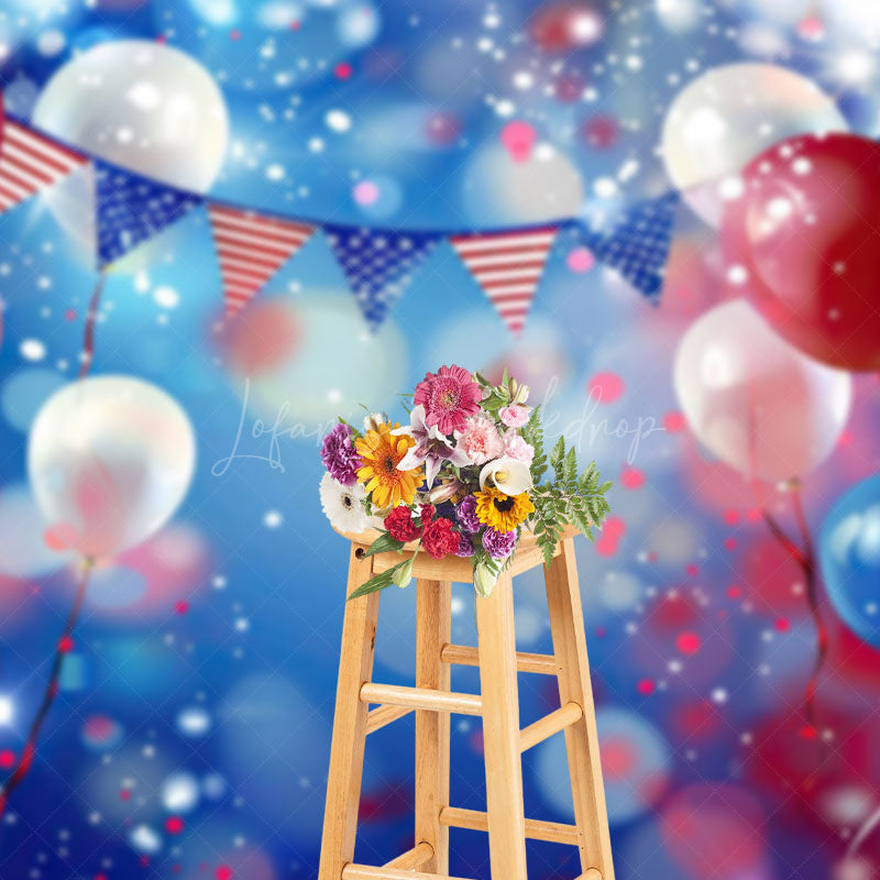 Lofaris USA Flags Balloon Bokeh Vibe Photography Backdrop