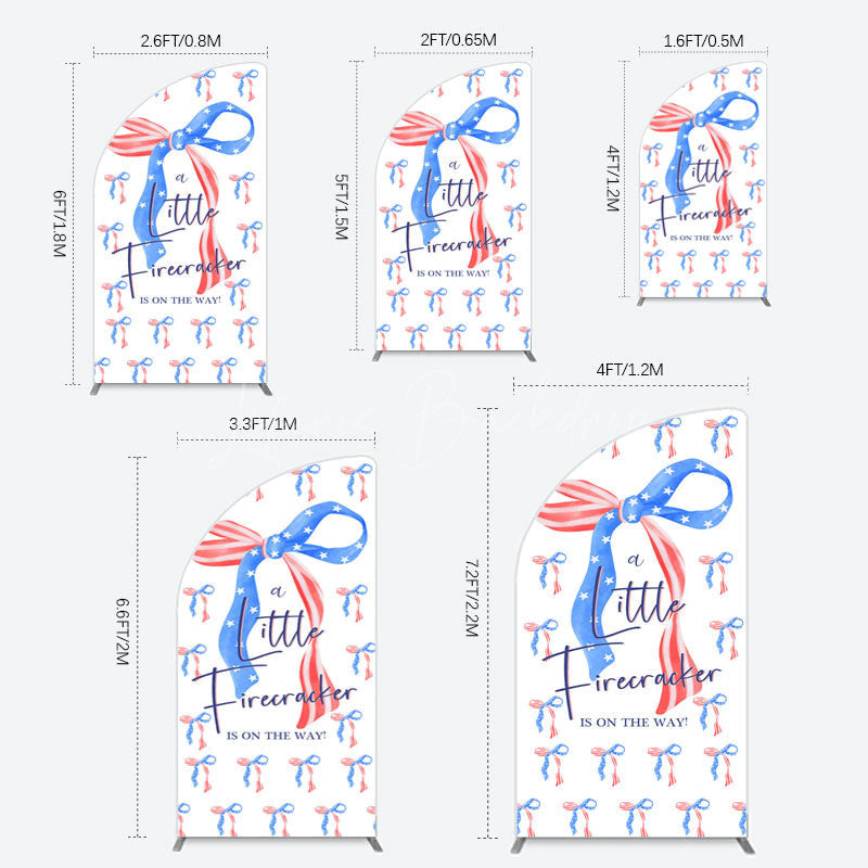 Lofaris Usa Flags Bows Firecracker Baby Shower Half Moon Arch Backdrop