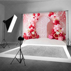 Lofaris Valentine Heart and Ring Photography Backdrop Red Pink Balloons Party Banner