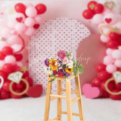Lofaris Valentine Heart and Ring Photography Backdrop Red Pink Balloons Party Banner