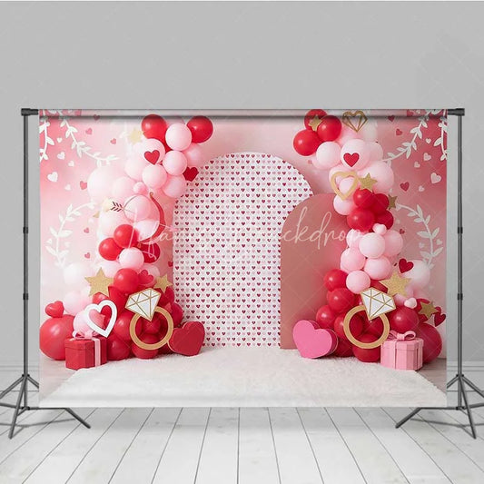 Lofaris Valentine Heart and Ring Photography Backdrop Red Pink Balloons Party Banner