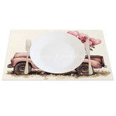 Lofaris Valentine Pink Truck Heart Balloon Set of 4 Placemats Romantic Rose Decoration Love Themed Dining Table Mat