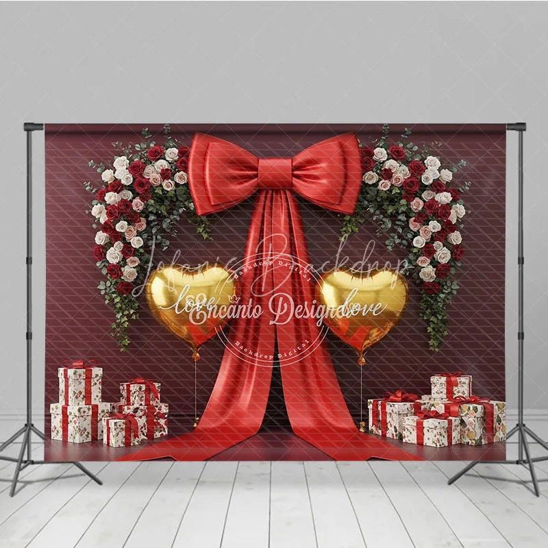 Lofaris Valentine Room Set Backdrop Paris Eiffel Tower Balloon Arch Photography Prop Red Bow Gold Heart Photo Background