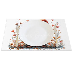 Lofaris Valentine Set of 4 Placemats Gnome Red Hat Holding Heart Watercolor Love Nature Dining Table Mats