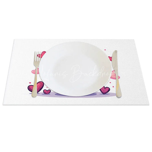 Lofaris Valentine Set of 4 Placemats Magic Love Potion Bottle Pink Heart Elixir Romantic Table Mats