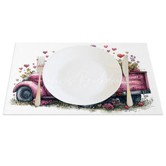 Lofaris Valentine Set of 4 Placemats Pink Truck Purple Gnome Rustic Farmhouse Love Dining Table Mats