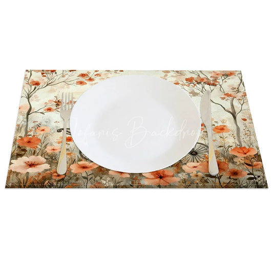 Lofaris Valentine Set of 4 Placemats Vintage Flower Carriage Retro Baby Pram Floral Dining Table Mats