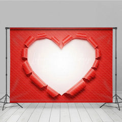 Lofaris Valentine’s Day Combo Set Backdrop Red Torn Paper Heart Photography Background Creative Hole Shape Photo Prop
