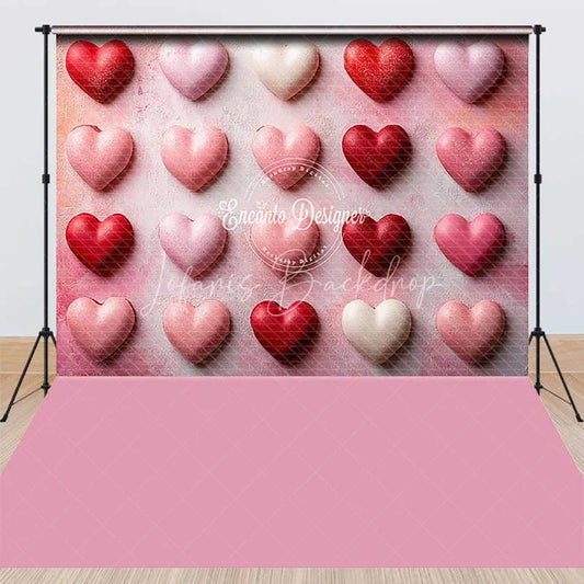 Lofaris Valentine’s Day Combo Set Backdrop Sweet Pink Red Heart Macaron Photography Background Cake Smash Decoration