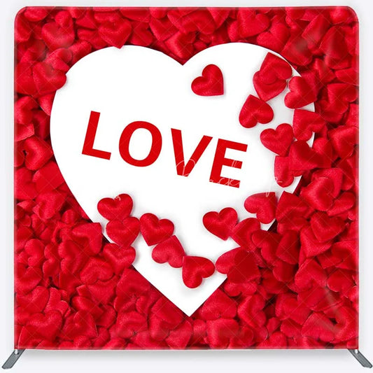 Lofaris Valentines Day LOVE Heart Tension Fabric Backdrop Red Satin Hearts Romance Party Decoration