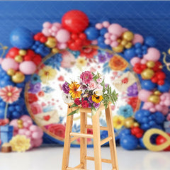 Lofaris Valentine’s Day Photography Backdrop Cupid Angel Blue Balloon Arch Background Floral Love Photo Prop