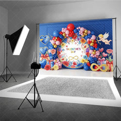 Lofaris Valentine’s Day Photography Backdrop Cupid Angel Blue Balloon Arch Background Floral Love Photo Prop