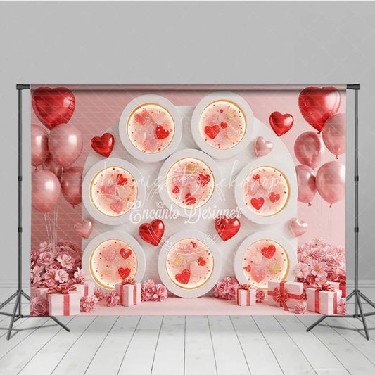 Lofaris Valentine’s Day Photography Backdrop Pink Jelly Heart White Wall Background Sweet Flower Photo Prop