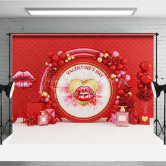 Lofaris Valentine’s Day Photography Backdrop Red Lip Balloon Perfume Background Romantic Kiss Love Photo Prop