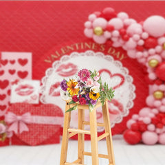 Lofaris Valentine’s Day Photography Backdrop Red Rose Kiss Mark Background Romantic Heart Box Photo Prop