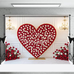 Lofaris Valentine’s Day Photography Backdrop Red White Rose Heart Background Luxury Chandelier Photo Prop