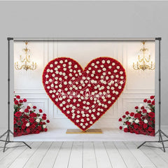 Lofaris Valentine’s Day Photography Backdrop Red White Rose Heart Background Luxury Chandelier Photo Prop