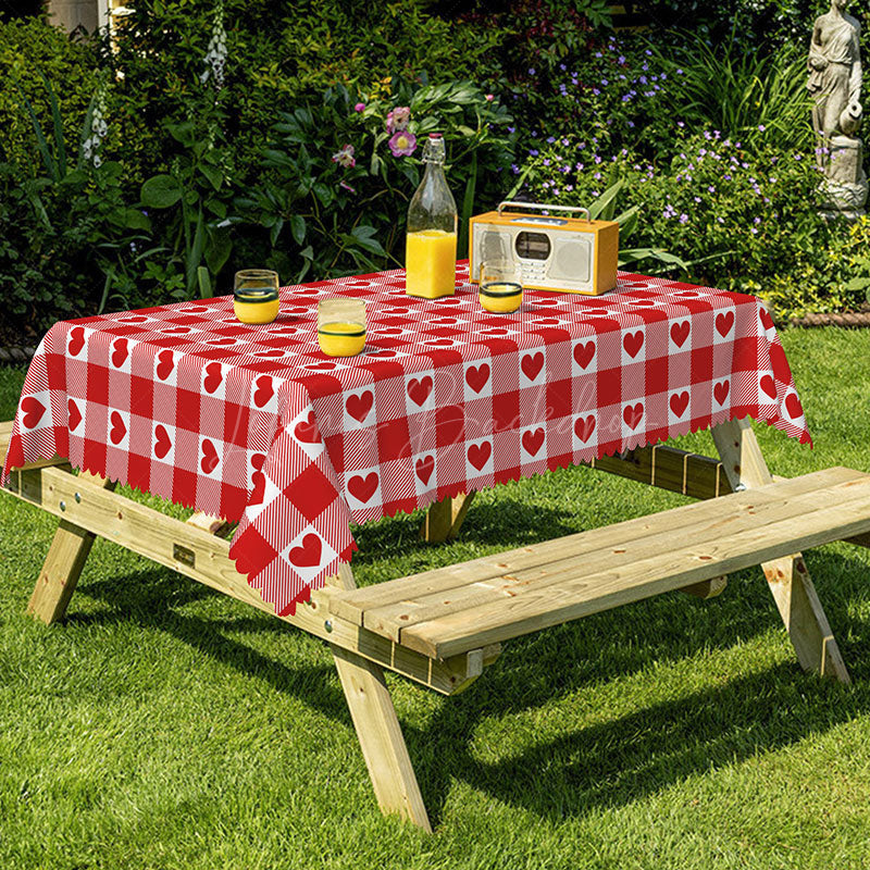 Lofaris Valentines Day Red Heart Pattern Rectangle Tablecloth