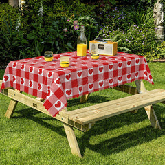Lofaris Valentines Day Red Heart Pattern Rectangle Tablecloth