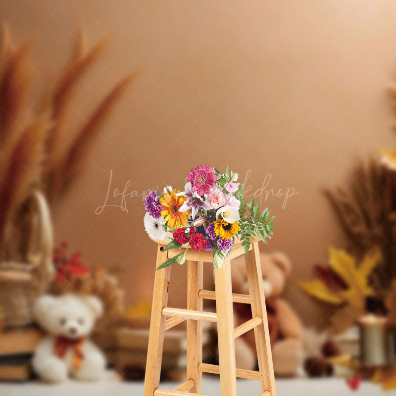 Lofaris Valentines Theme Baby Bear Boho Photography Backdrop