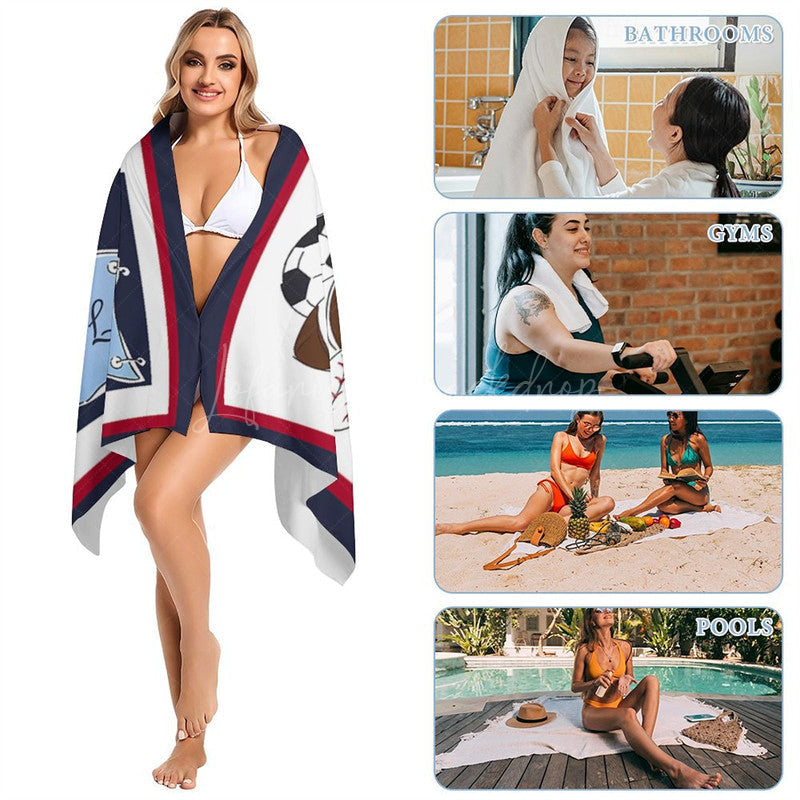 Lofaris Various Balls Basket Flag Custom Name Beach Towel