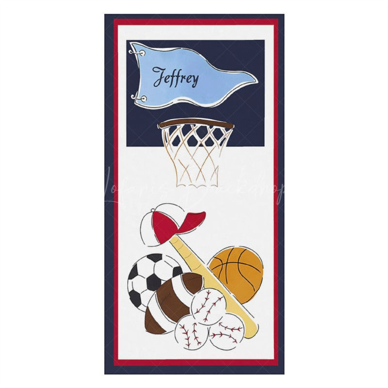 Lofaris Various Balls Basket Flag Custom Name Beach Towel